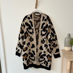 Entro Leopard Print Cardigan - Black and Tan